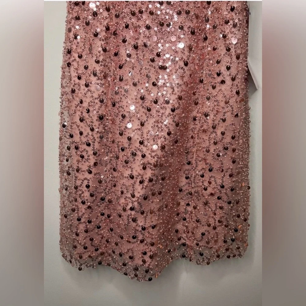 GB Social Rose Gold Sequin Mini Dress Junior Size 1 Homecoming Prom Cocktail - Picture 3 of 10